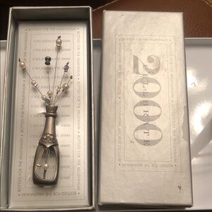 2000  Silver and grey Brooch with pearls and stones with original box